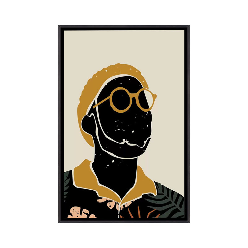 «Black Hair VIII», reproduction d'impression, H 26 po x l 18 po x 1,5 po, Toile avec cadre noir patiné, Pas de tapis