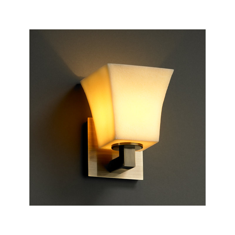 Applique murale 1 lumière à bougies Modular, Nickel brossé, Amber, Cylindre avec rebord plat