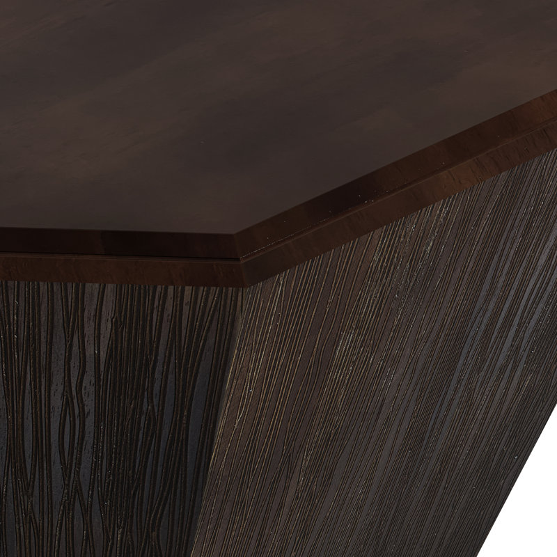 '' Octagonal Black Walnut Rubber Wood Coffee Table Set For Living Room And Bedroom