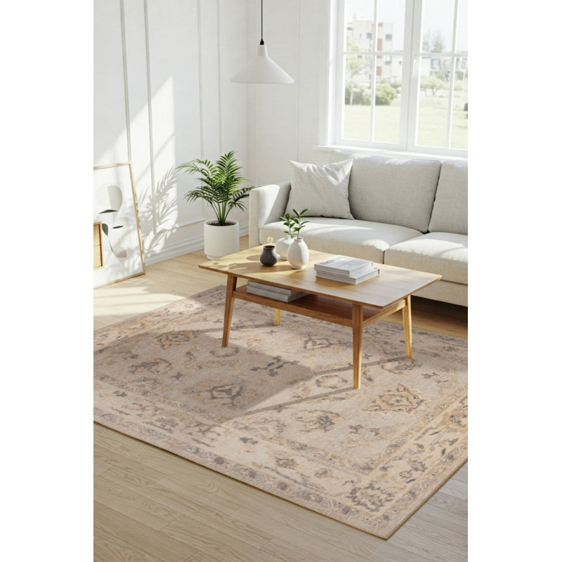 Tapis en chenille tissé à motif rétro Lucien, Rectangle 3 pi 10 po x 5 pi 3 po