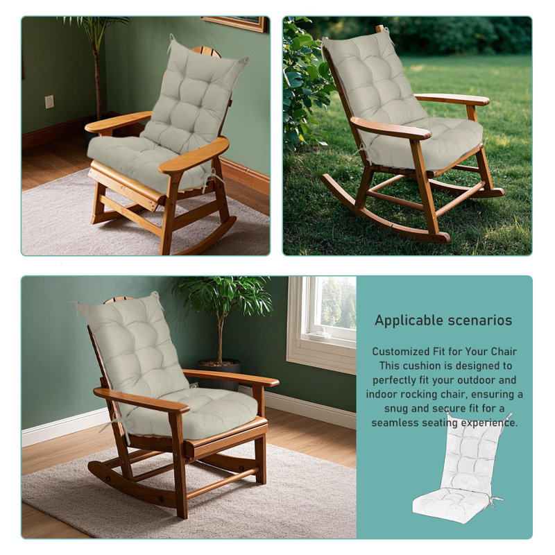 21*17+17*17 in Tufted Rocking Chair Cushion, Filled with Silk Cotton + Sponge Particles, Suitable for Indoor, Study, Living Room, Kitchen, Patio