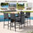 Wicker Bar Set with 4 Stools & Outdoor Bar Table-1281852467