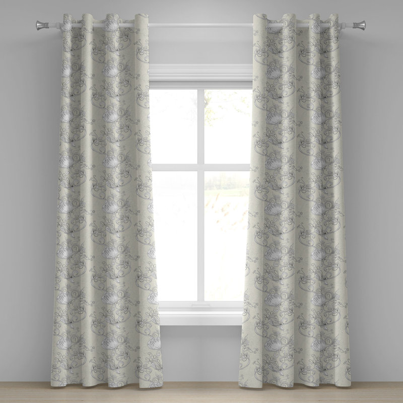 Rideau de fenêtre à 2 panneaux East Urban Home Art Nouveau, 50 po, ivoire et blanc, L 50 po x L 120 po