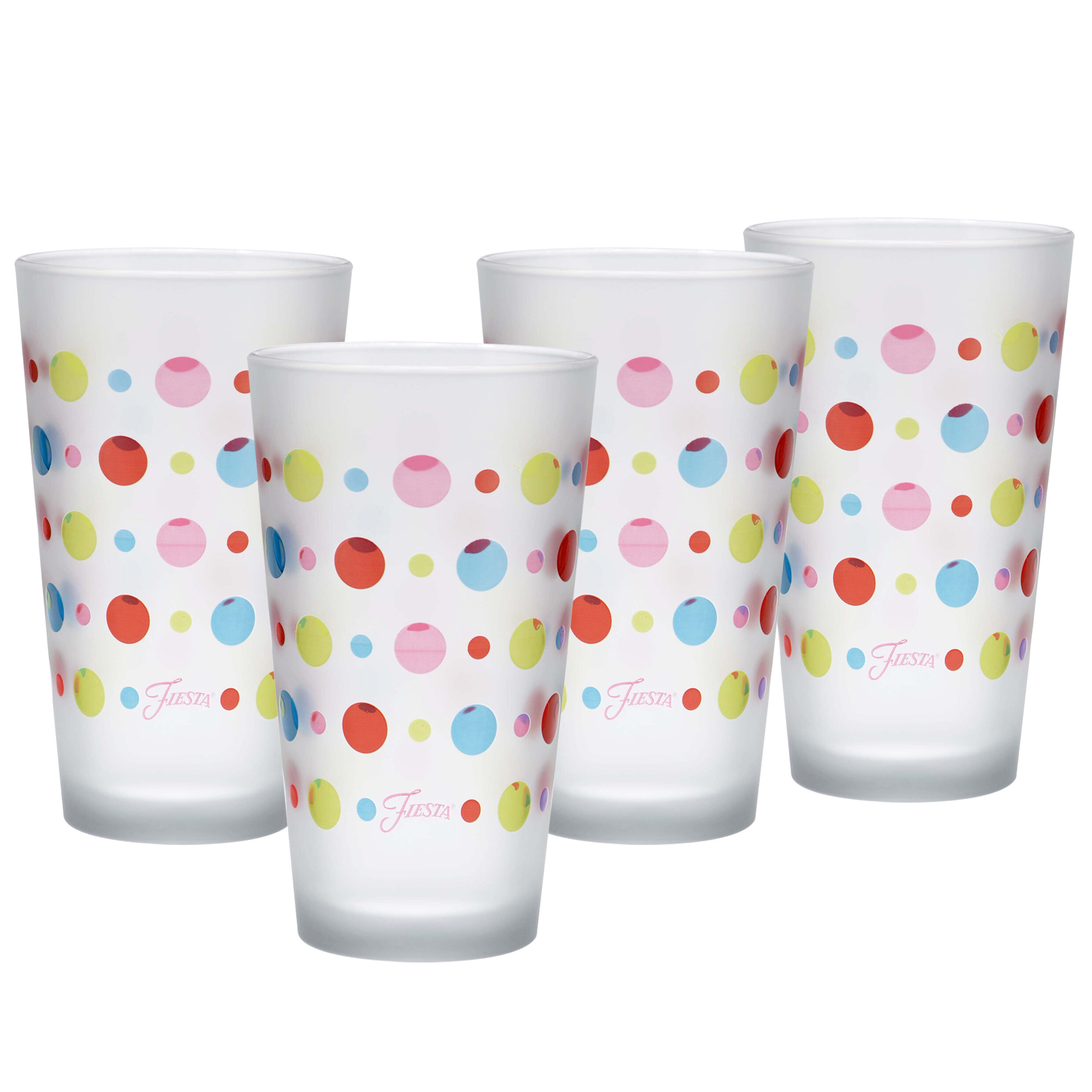 16 oz Highball Glasses with Frosted Design (Set of 4)