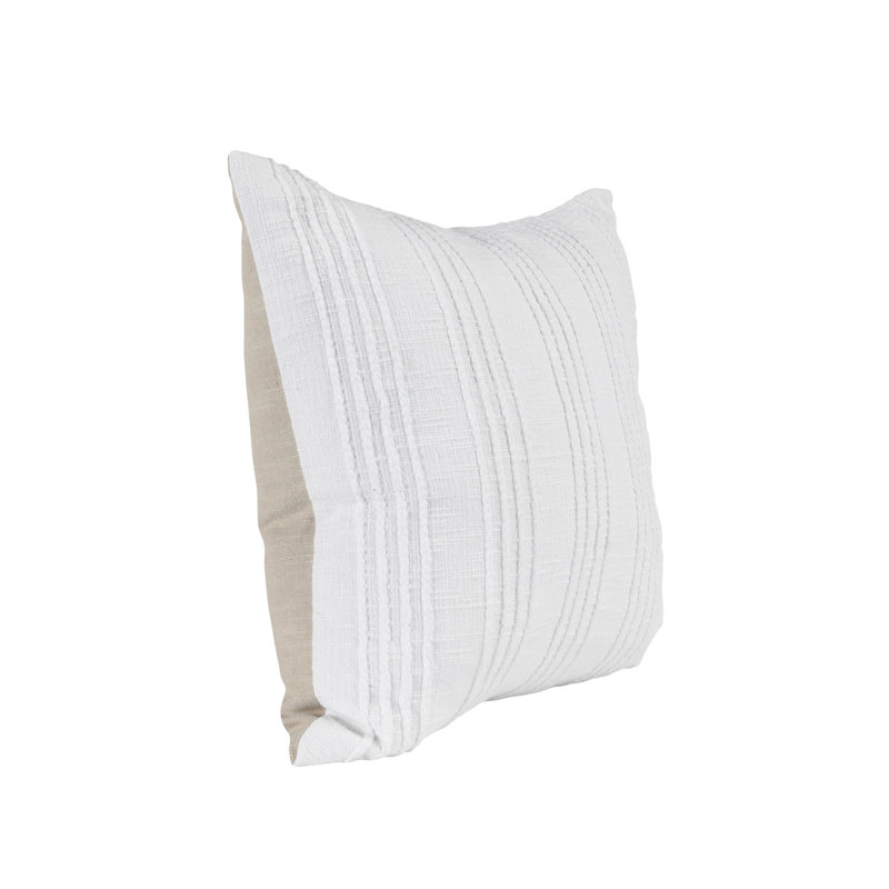 Square Pillow Cover & Insert, Ivory Striped