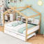 Lit en bois blanc avec lit gigogne simple et tablettes-1404716312