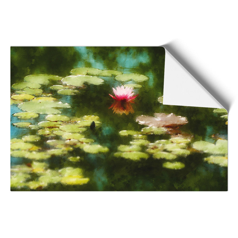 Pink Water Lily Flower Painting - Frameless Print, 30cm H x 42cm W x 0.1cm D