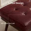 Banc Mid-Century moderne en cuir véritable touffeté avec pieds en bois massif-1774409226