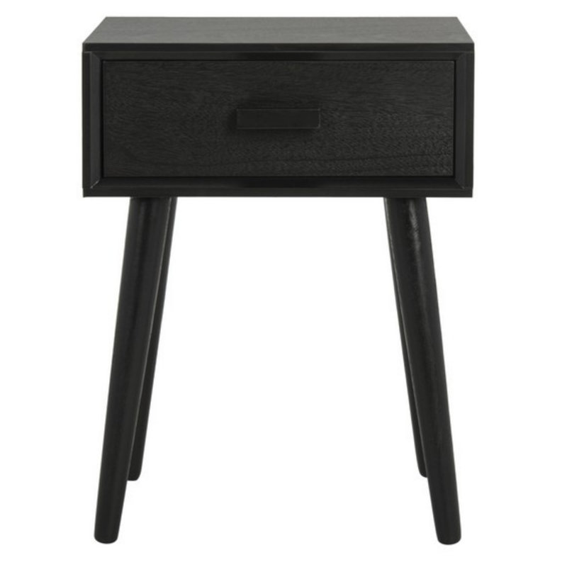 Dayawati Solid Wood Top End Table with Storage, Black