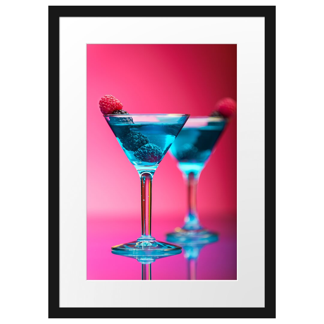 Gerahmtes Poster Cocktails mit Himbeeren