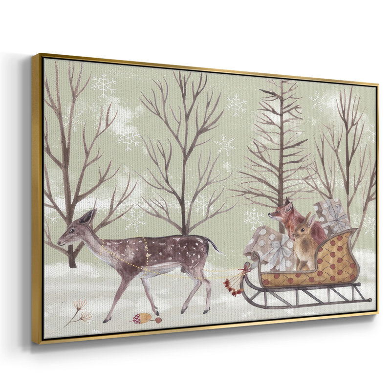 Christmas Time II, toile tendue avec châssis, H 25 po x l 37 po x P 1,5 po, Papier avec cadre doré