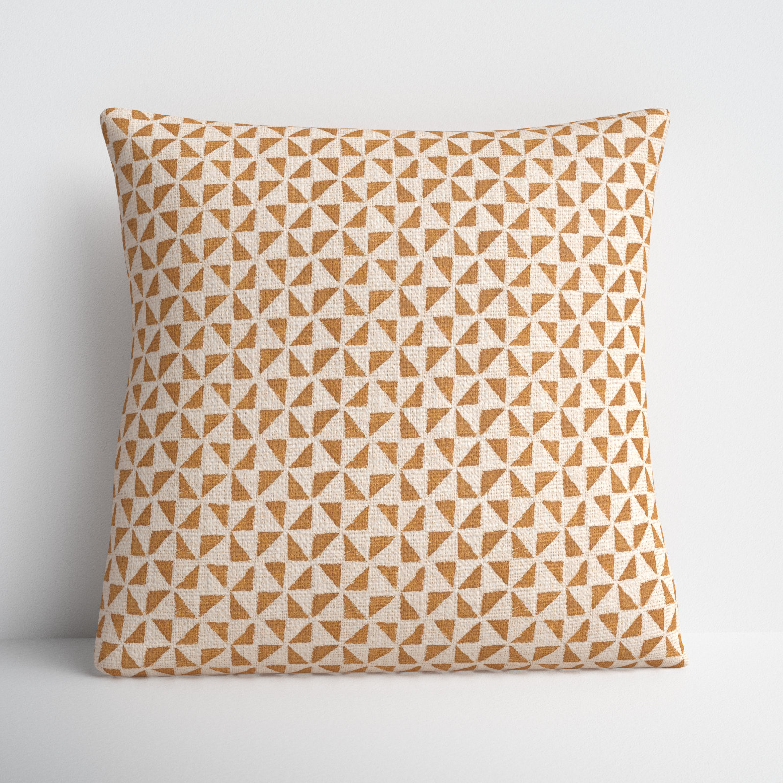 Zetta Geometric Cotton Throw Pillow, Beige/Camel, Down, 22" x 22"