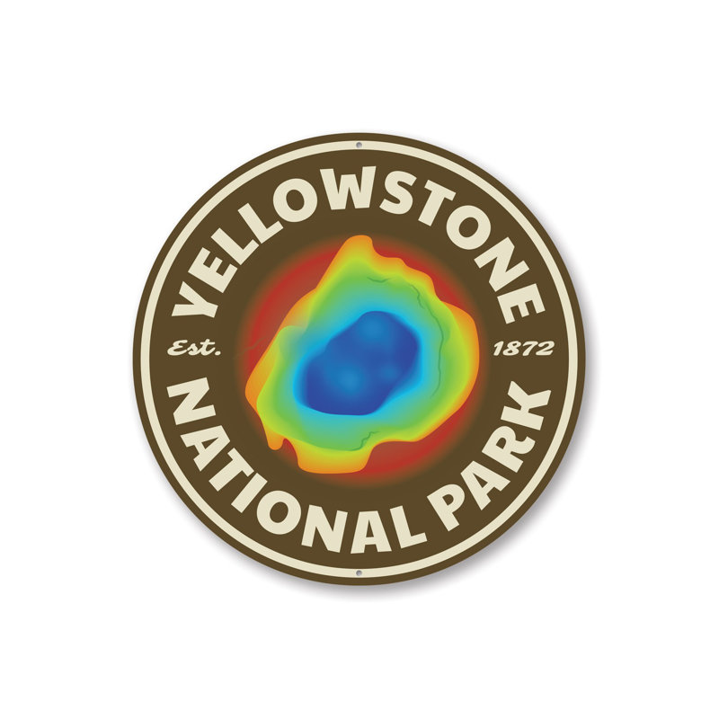 Plaque en aluminium de l'année Yellowstone, H 12 po x l 12 po x P 0,04 po