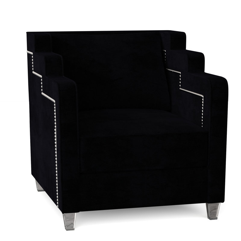 Abbey Armchair, Bella Black Performance Velvet, Brown Mahogany