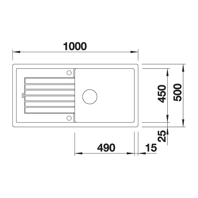Zia Single Bowl Inset Kitchen Sink, Anthracite, 202mm H x 500mm W x 1000mm L