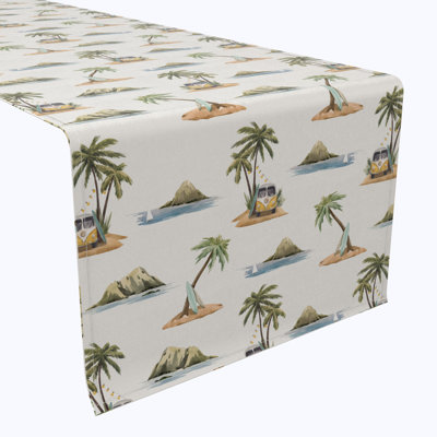 Table Runner, 100% Cotton, 16X108", Retro Surf