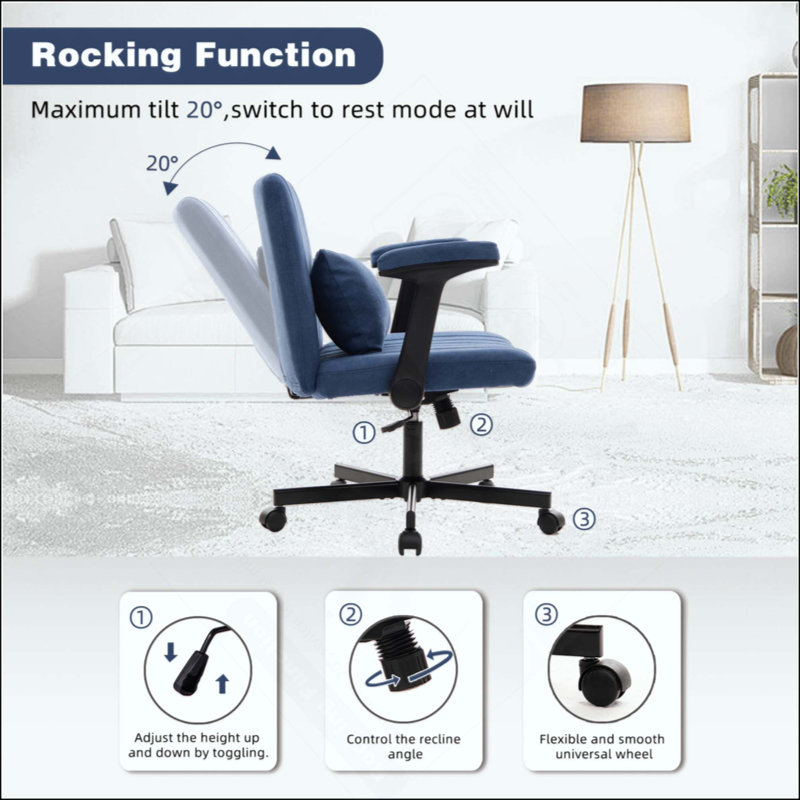 Fauteuil de bureau Velvet Criss Cross, Bleu