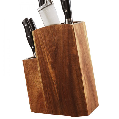 Universal Knife Holder, Acacia Wood Knife Block Without Knives, Two-Tier Knife Storage Stand