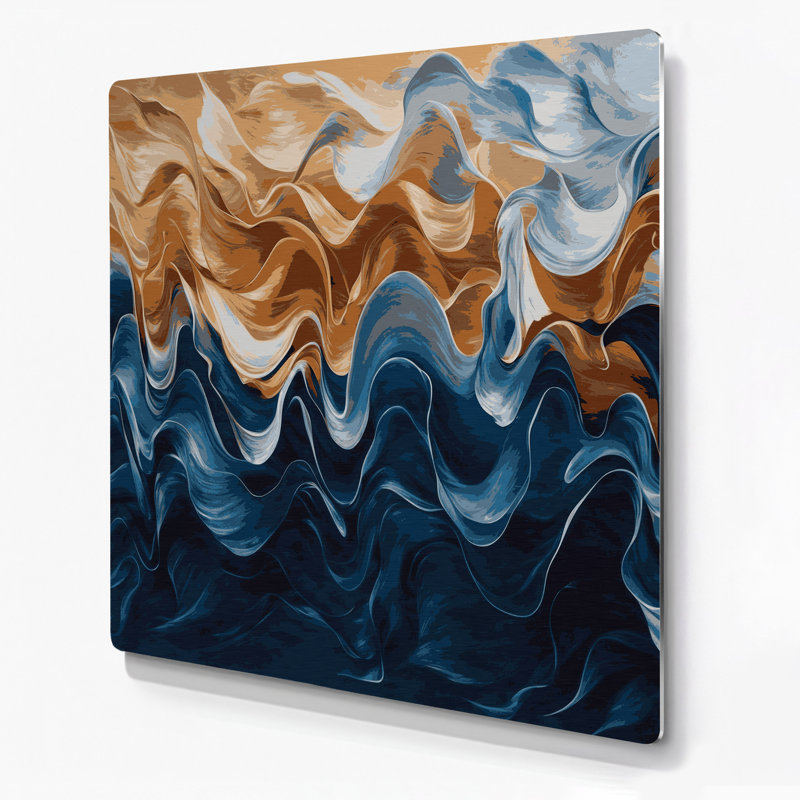 «Lyrical Abstraction 59», art mural en métal bleu, H 32 po x l 32 po