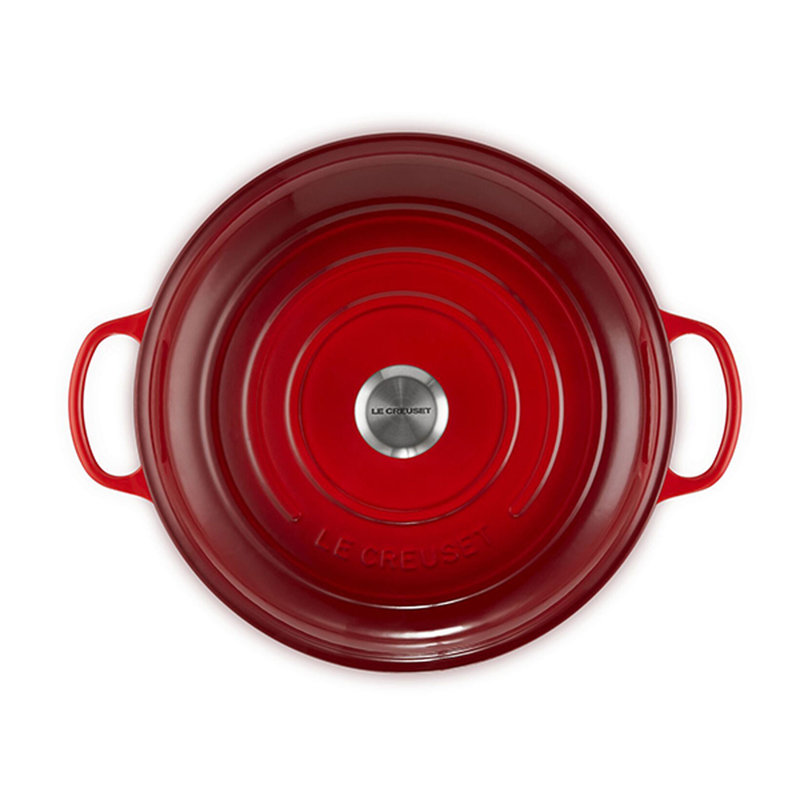 Le Creuset Signature Enameled Cast Iron Braiser with Lid, Cerise, 5 quarts