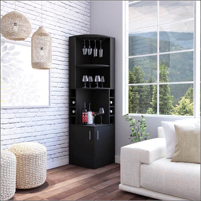 4-Bottle 2-Shelf Bar Cabinet