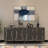 Modern Console Table with Wall-Mount Option, Anthracite & Silver, 100% Melamine Coated Particle Board, Thickness: 0.7 inches | Multiple Shelves, Stylish Geometric Design for Contemporary Spaces-1370829504