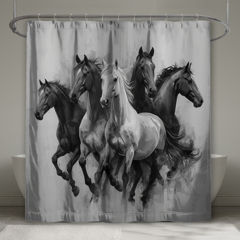 Ensemble de rideaux de douche Group of Horses, L 70 po x H 93 po