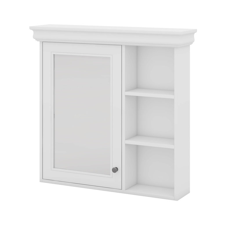 Armoire à pharmacie de salle de bain avec miroir, armoire de toilette murale, Blanc