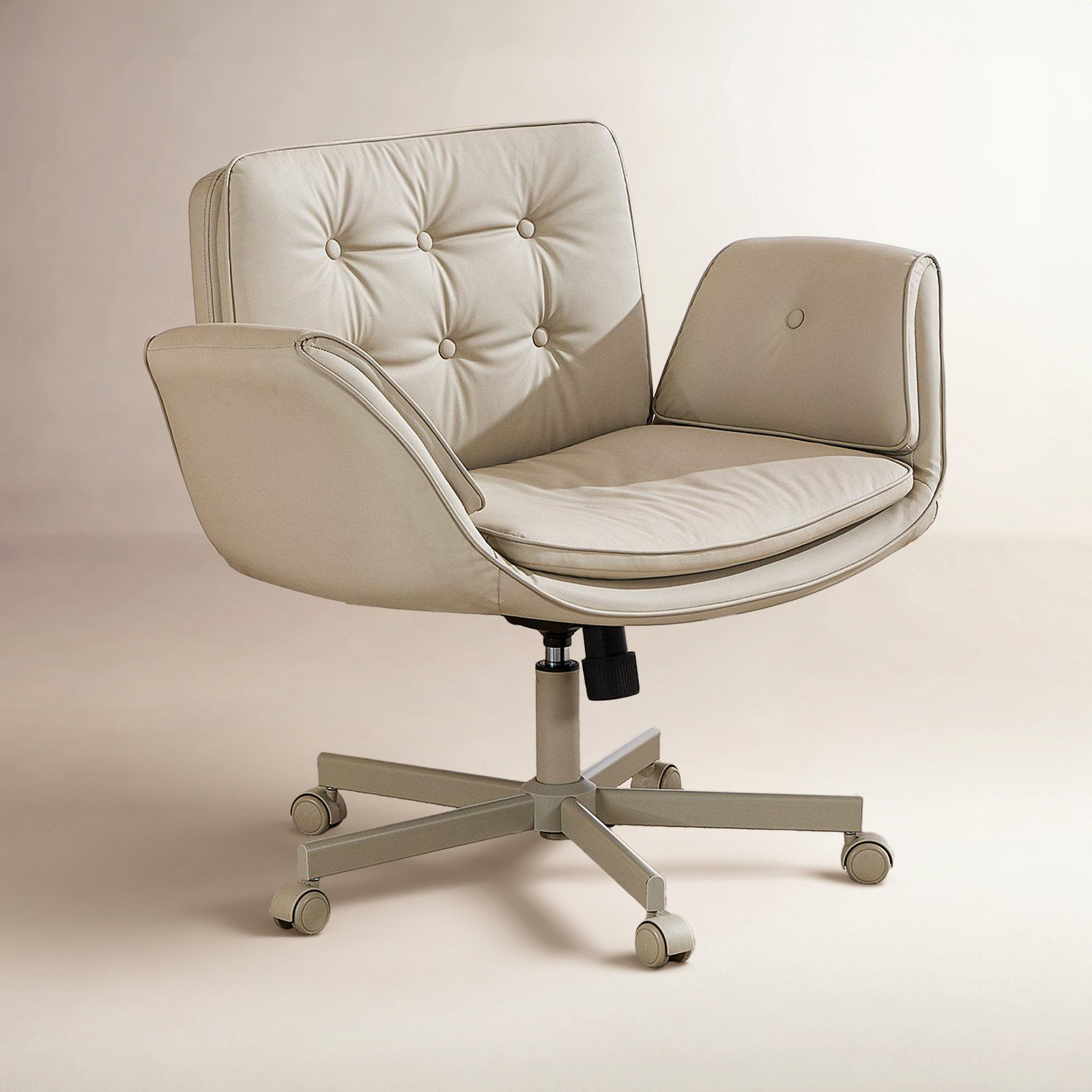 Office Chair with Lumbar Support, Cream, Cream
