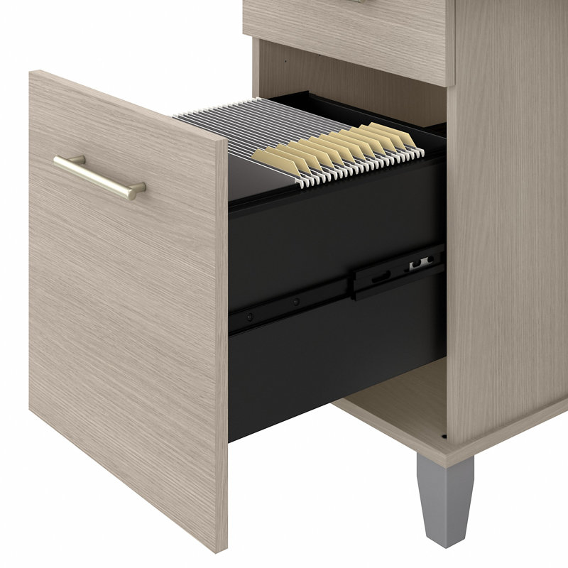 Bureau 72W avec tiroirs en chêne sable, Chêne sable