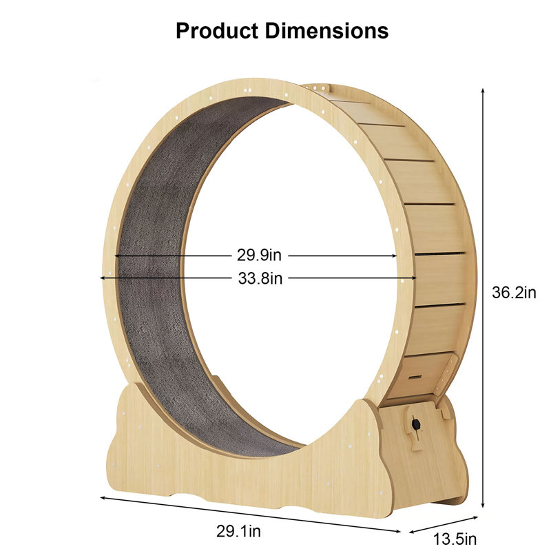 Natural Wood Tone Mdf Cat Exercise Wheel
