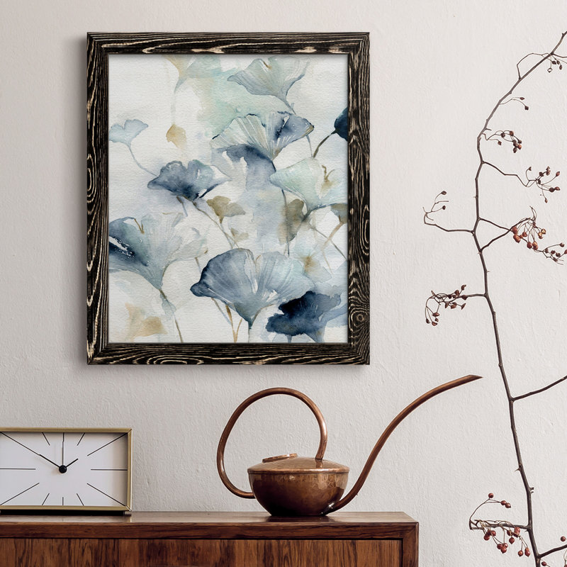 Indigo Ginkgo II - Cadre photo, reproduction d'art sur toile, Noir, H 37,5 po x l 27,5 po x P 1,5 po
