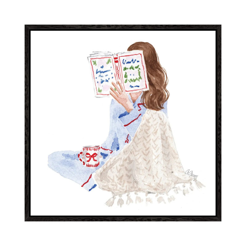 Reading Book by Style Of Brush - Gallery-Wrapped Canvas Giclée on Canvas, Black Floater Frame, 45.72cm H x 45.72cm W