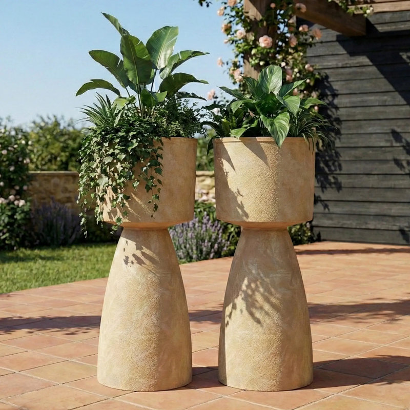 Pots de jardin décoratifs modernes pour l'intérieur et l'extérieur, Beige