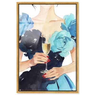 Champagne et roses - art martini Ira Comleva, reproduction d'art acrylique par Art Remedy, 10 x 15
