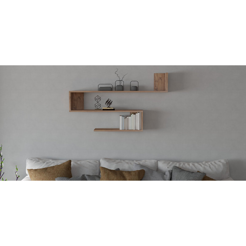 Modern Wall Shelf, Sapphire Oak, 47.2 x 27.9 x 7.9 inches | 100% Melamine Coated Particle Board, Thickness: 0.7 inches | Wall-Mounted Design for Stylish Storage & Display | Perfect for Contemporary Home Décor