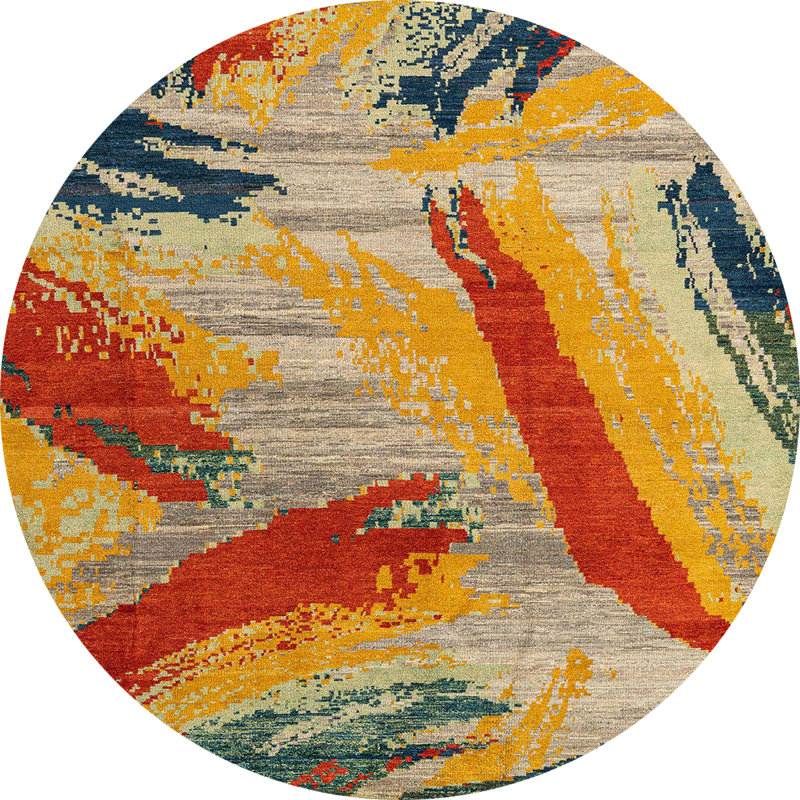 Monyetta Abstract Indoor Rug, Round 7'