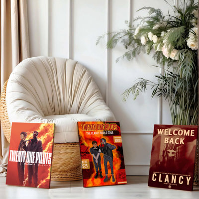 3PCS Wall Arts Posters Framed, Twenty One Pilots Clancy World Tour Art Print Set Welcome Back Poster Wall Decor for Music Fans Band Merchandise Home Bedroom Living Room Decoration High Quality Canvas Prints
