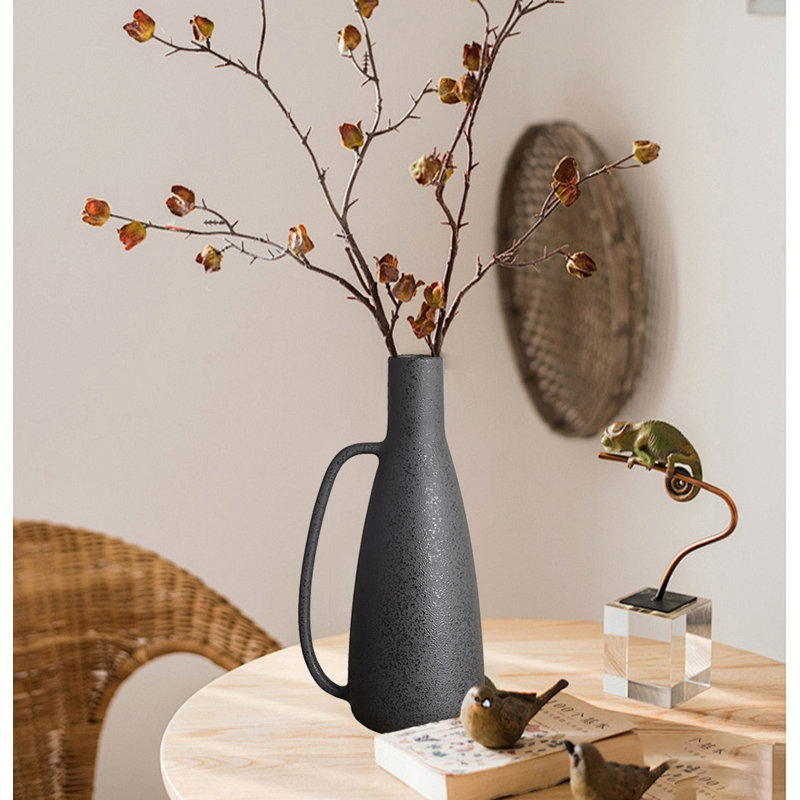 Vase en céramique avec poignée, vase décoratif, vase à fleurs