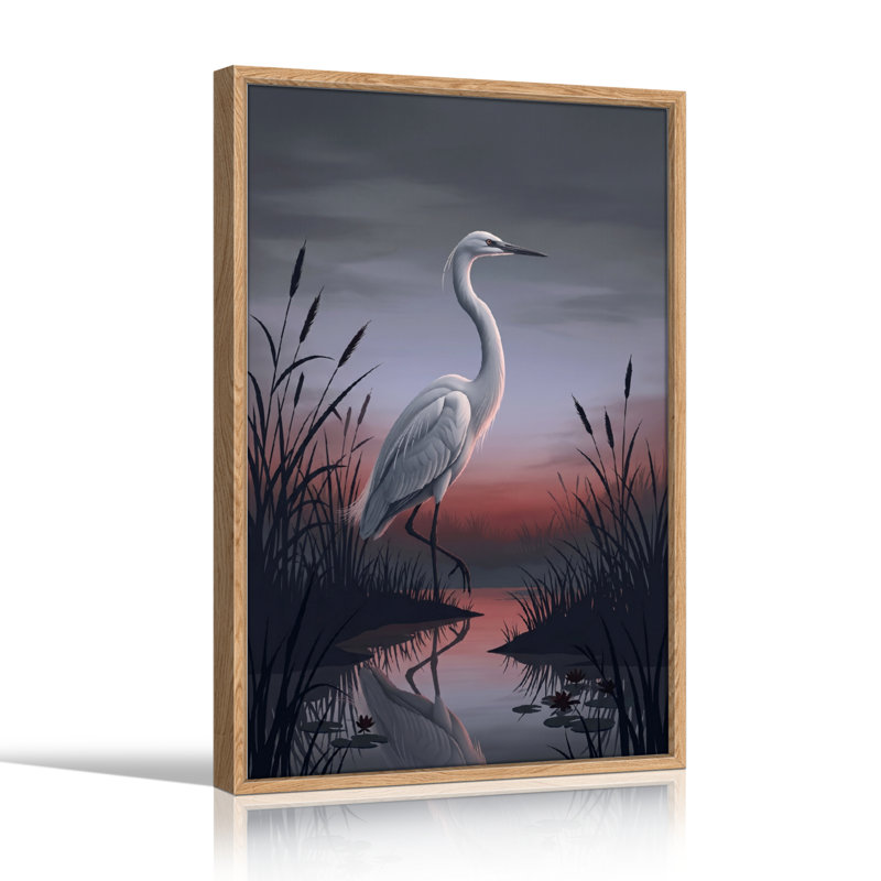 «Egret Sunset», reproduction d'art sur toile, ensemble de 1, H 36 po x l 24 po, Natural