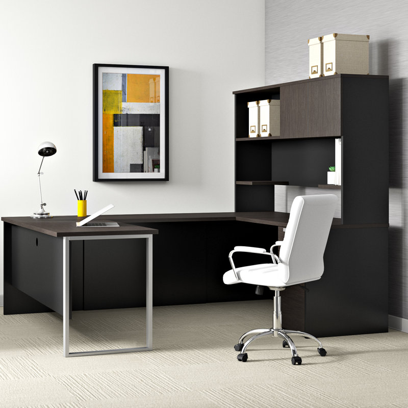 Glidden U-Shaped Executive Desk, Black