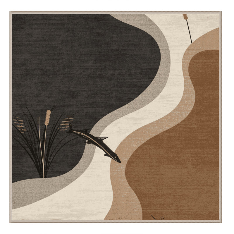 Tapis beige moelleux doux et moelleux à motif dégradé Olivet, Carré 6 pi