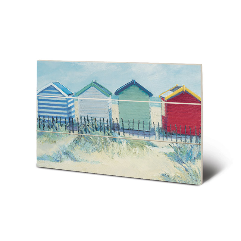 Suffolk Beach Huts by Jane Hewlett - No Frame Painting on Wood