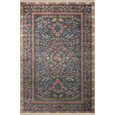 Multi-Colored Traditional Motif Ethnic Floral Patterned Fringed Vintage Decorative Rug