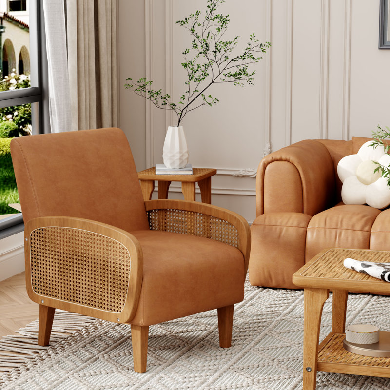 Chaise d'appoint rembourrée, Brun