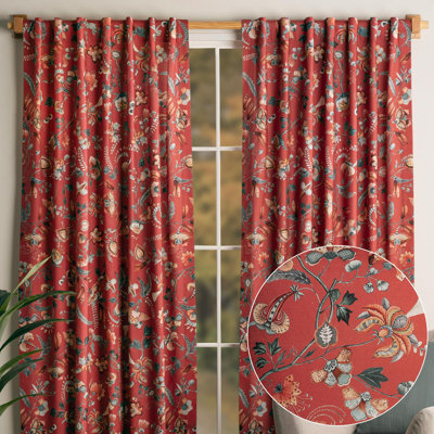 Maison d' Hermine Curtains for Living Room 100% Cotton 84 inch Length Two Panel Light Filtering Curtains for Windows with Rod and Loop Pockets Valentines Day Gifts (Dalida - Terracotta, 50"W x 84"L)