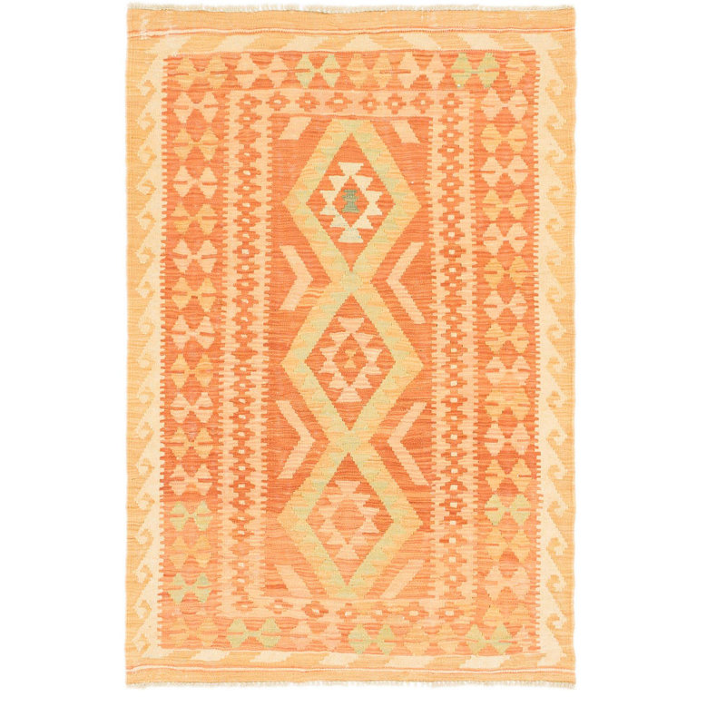 Tapis de zone en laine rectangulaire 3 pi 2 po x 5 po one-of-kind main noué la new age Elland