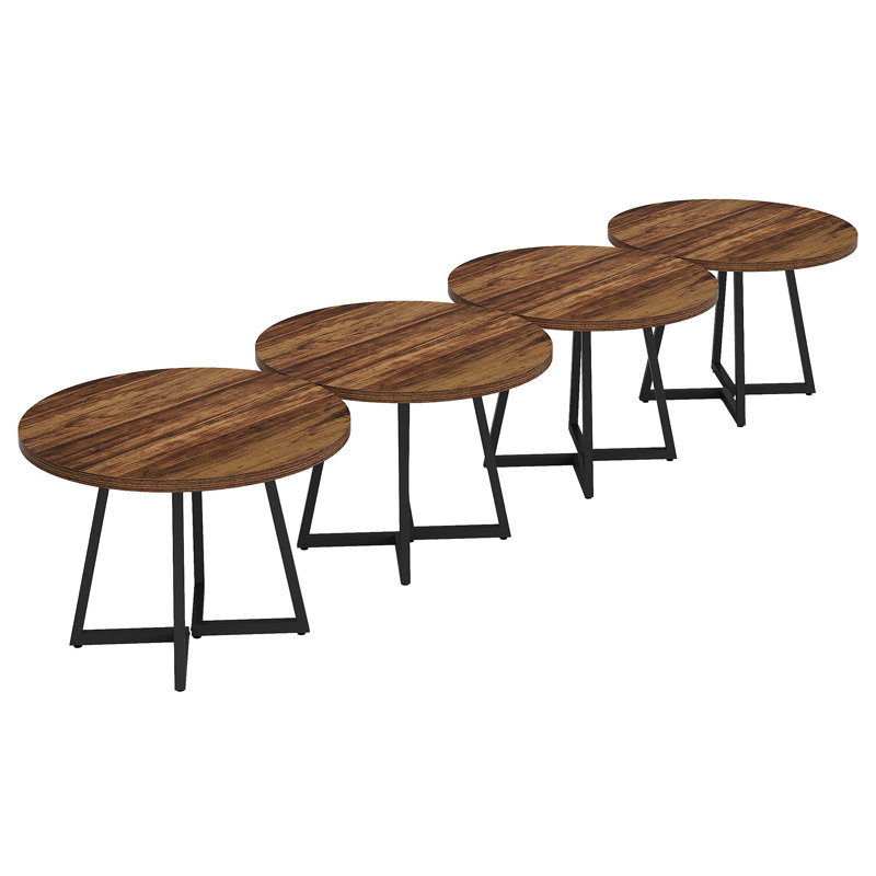 31.5" Round Dining Table for 2 (Set of 4), Rustic Brown