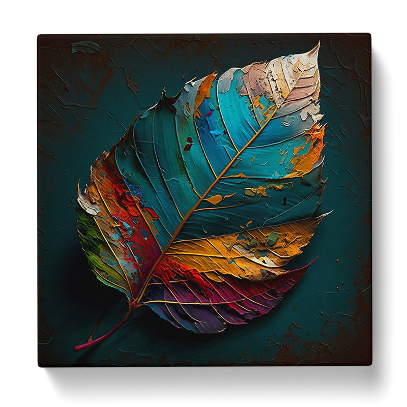 Leaf Palette Knife Painting - Wrapped Canvas - Framed Print