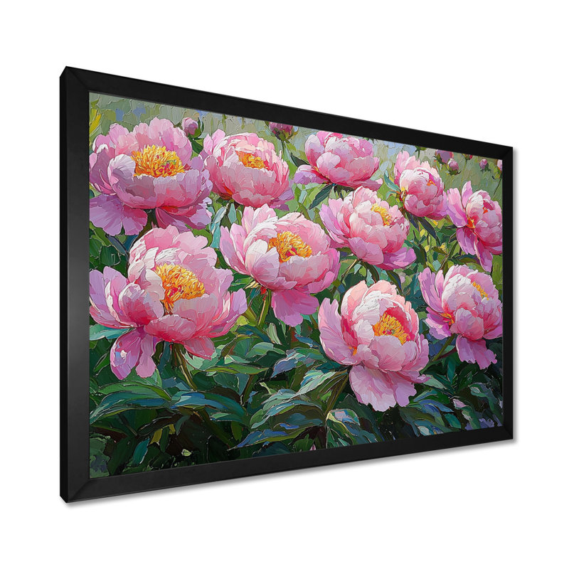 Pivoines Keeney le long des rangées de légumes - art mural pivoines pour le salon, Reproduction encadrée d'une seule photo